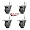 Service Caster 3.5'' Thermo Rubber Swivel 7/16'' Stem Caster Set with Total Lock Brake, 4PK SCC-GRTTL20S3514-TPRB-716138-4 - alternate 3